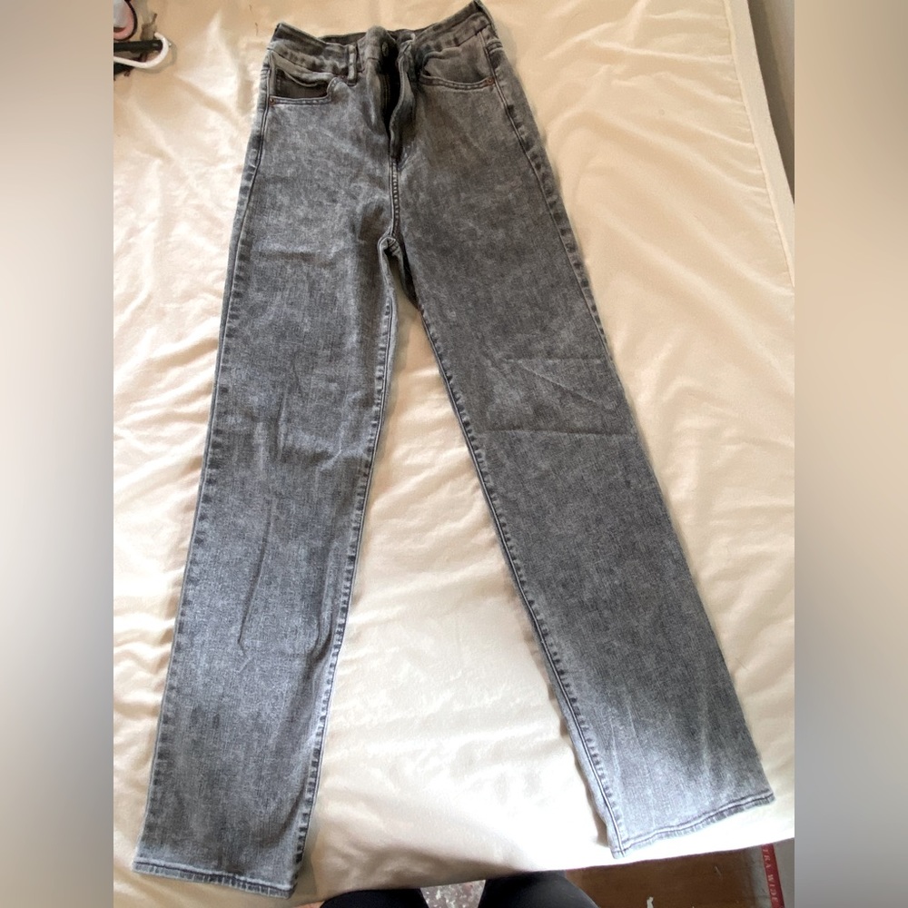 Express grey black boot leg jeans